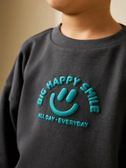 Sale Next Charcoal Grey All-Over Print Crew Neck Sweatshirt (3mths-7yrs)