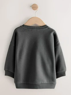 Sale Next Charcoal Grey All-Over Print Crew Neck Sweatshirt (3mths-7yrs)