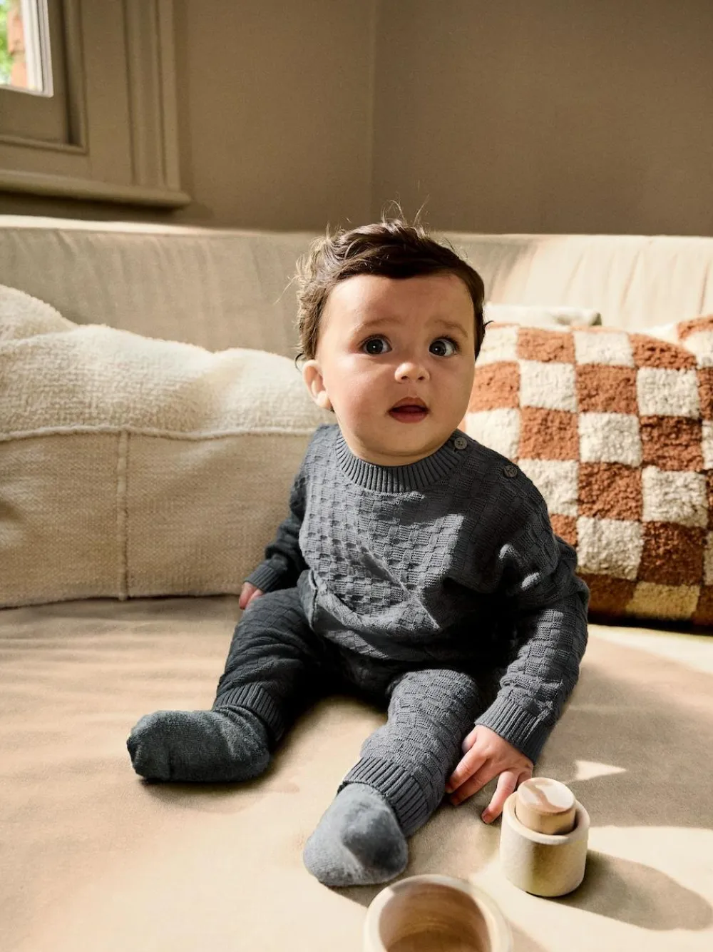 Next Baby Textured Knitted 100% Cotton Jumper and Leggings Set (0mths-3yrs)^BOY Baby Winter Clothing|Knitwear