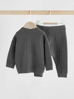 Next Baby Textured Knitted 100% Cotton Jumper and Leggings Set (0mths-3yrs)^BOY Baby Winter Clothing|Knitwear