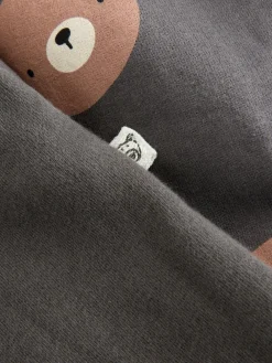 Outlet Next Charcoal Grey Bear All Over Single Sweatshirt And Stripe Joggers Set (3mths-7yrs)