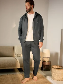 Online Next Charcoal Grey Brushback Heavyweight Open Joggers