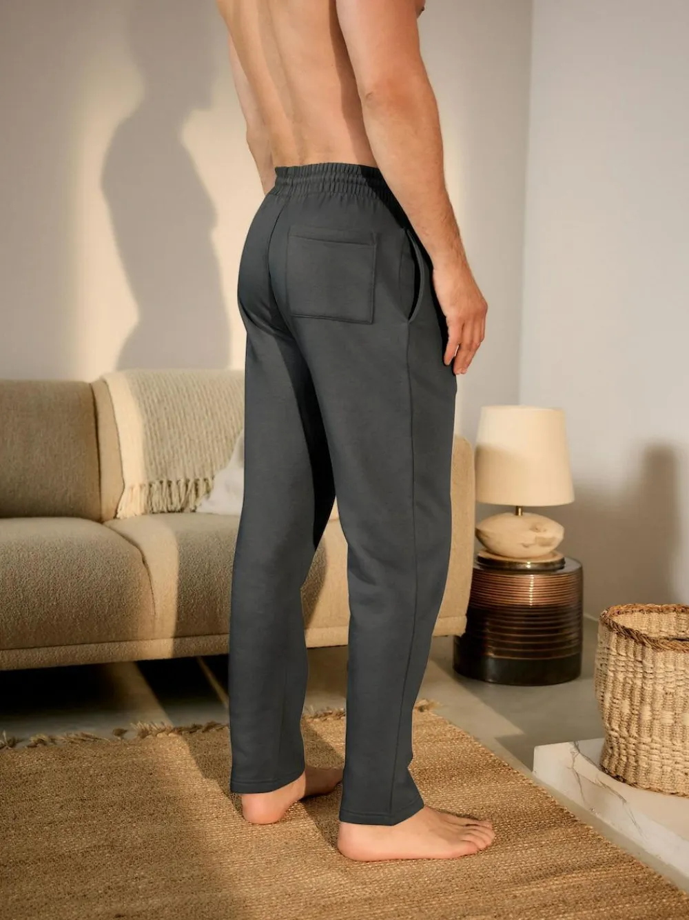 Online Next Charcoal Grey Brushback Heavyweight Open Joggers