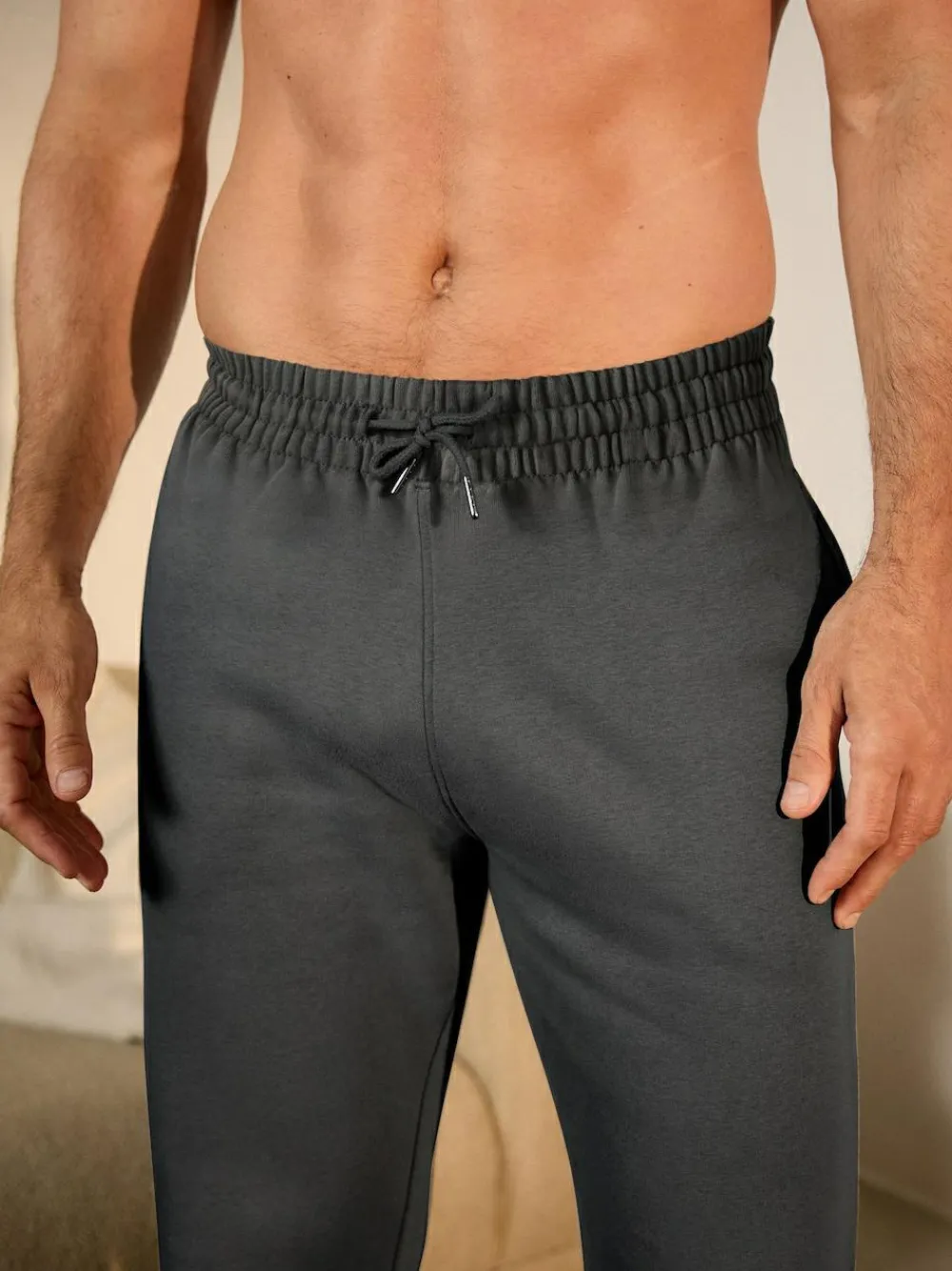 Online Next Charcoal Grey Brushback Heavyweight Open Joggers