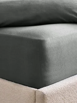 Next Charcoal Grey Brushed Cotton Supersoft Deep Fitted Sheet