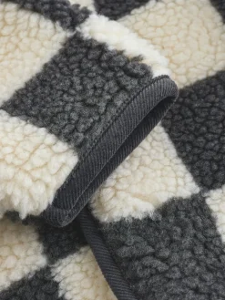 Sale Next Hooded Baby Borg Jacket (0-18mths) Charcoal Grey Checkerboard