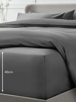 Hot Next Charcoal Grey Collection Luxe 400 Thread Count Egyptian Extra Deep Fitted Cotton Sateen Sheet