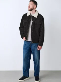 New Next Charcoal Grey Corduroy Borg Lined Trucker Jacket