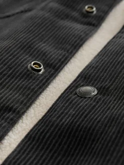 New Next Charcoal Grey Corduroy Borg Lined Trucker Jacket