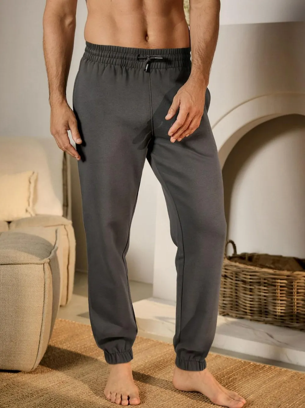 Outlet Next Cuffed Brushback Heavyweight Open Joggers Charcoal Grey