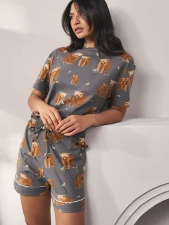 Next 100% Cotton Short Set Pyjamas^Women Pyjamas|All Night & Lounge