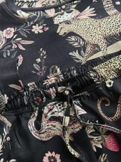 Next Charcoal Grey Leopard Long Sleeve Pyjamas^Women Pyjamas|All Night & Lounge