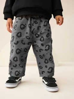 Next Charcoal Grey Leopard Print Printed Pull On Wide Trousers (3mths-7yrs)^BOY Pants & Leggings|Joggers