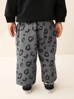 Next Charcoal Grey Leopard Print Printed Pull On Wide Trousers (3mths-7yrs)^BOY Pants & Leggings|Joggers