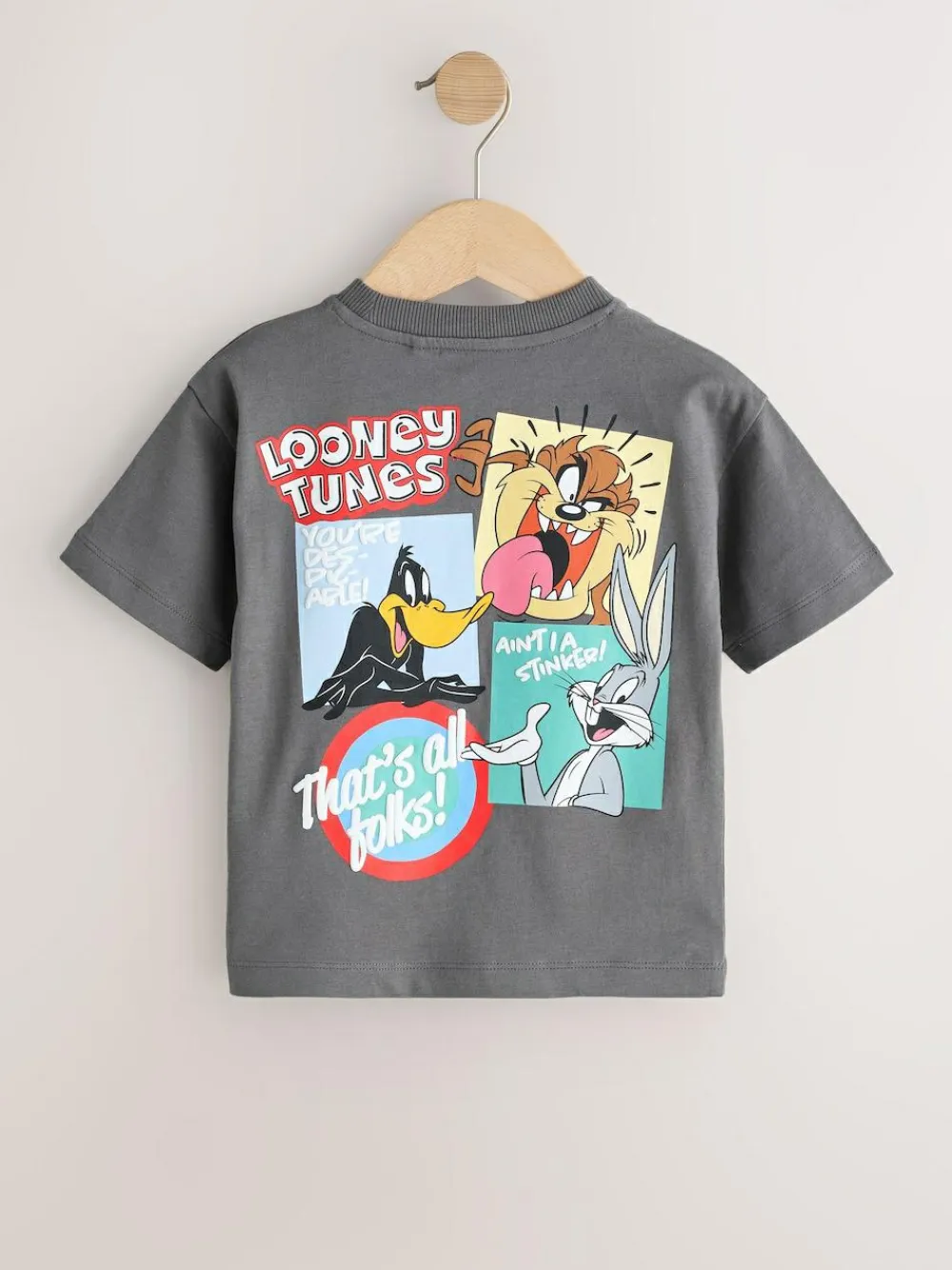 Next Charcoal Grey Looney Tunes Short Sleeve T-Shirt (3mths-8yrs)^BOY Tops|T-Shirts