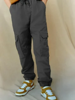 Next Charcoal Grey Loose Fit Cargo Trousers (3-16yrs)^BOY Joggers|Pants & Chinos