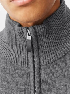 Next Charcoal Grey Plain N.Premium Regular Fit 100% Cotton Premium Quarter Zip Jumper^ Knitwear|Knitwear