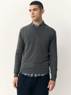 Next Plain Regular Fit Cotton Rich Crew Neck Jumper^ Knitwear|Knitwear