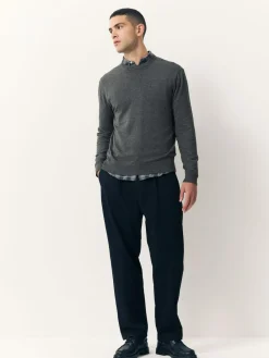 Next Plain Regular Fit Cotton Rich Crew Neck Jumper^ Knitwear|Knitwear
