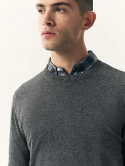 Next Plain Regular Fit Cotton Rich Crew Neck Jumper^ Knitwear|Knitwear