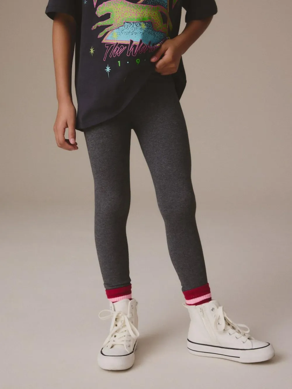 Next Charcoal Grey Regular Fit Leggings 3 Pack (3-16yrs)^ Pants & Leggings|Pants & Leggings