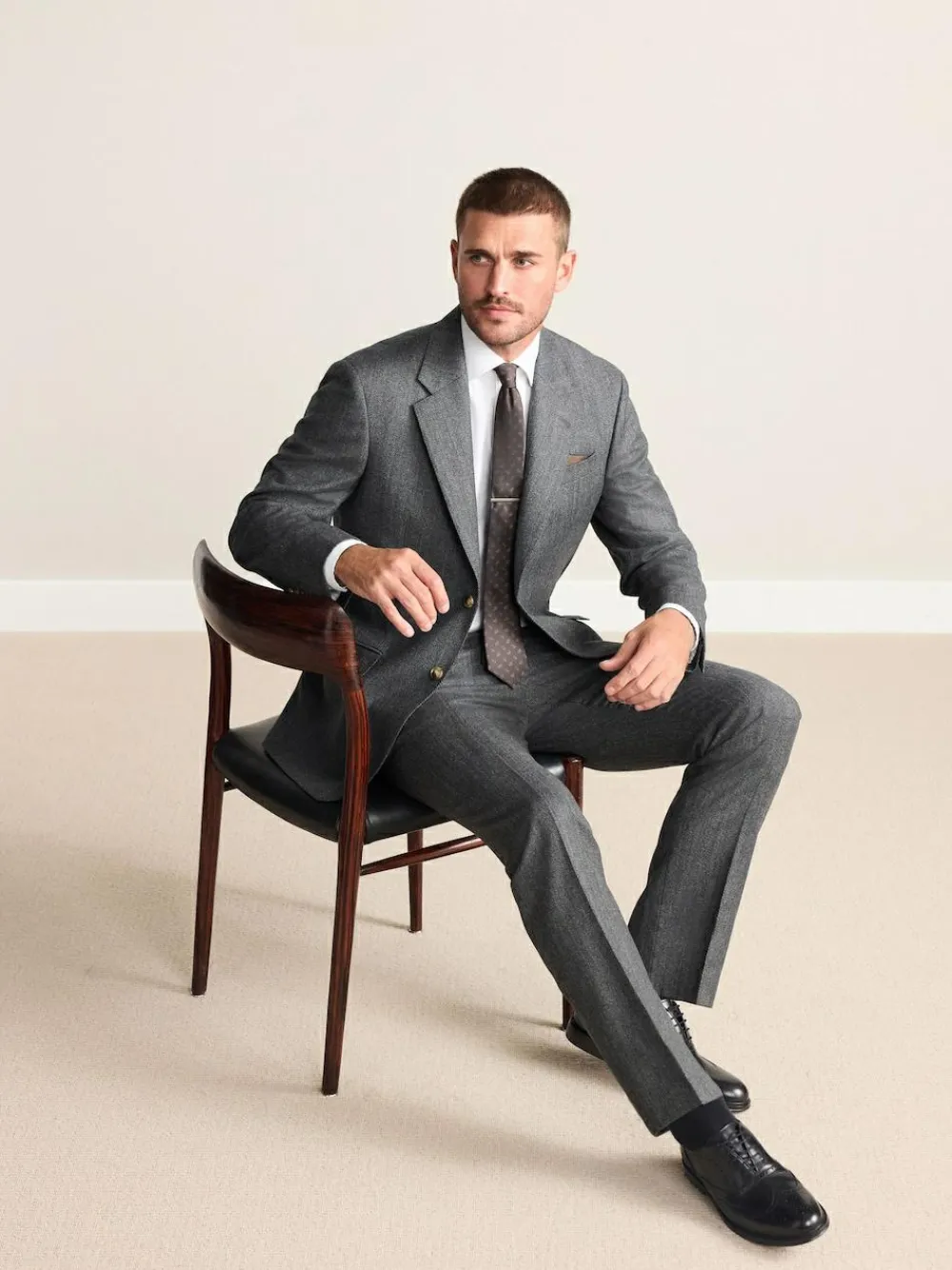 Next Charcoal Grey Regular Fit Signature Marzotto 100% Italian Wool Herringbone Suit Jacket^ Grey Suits