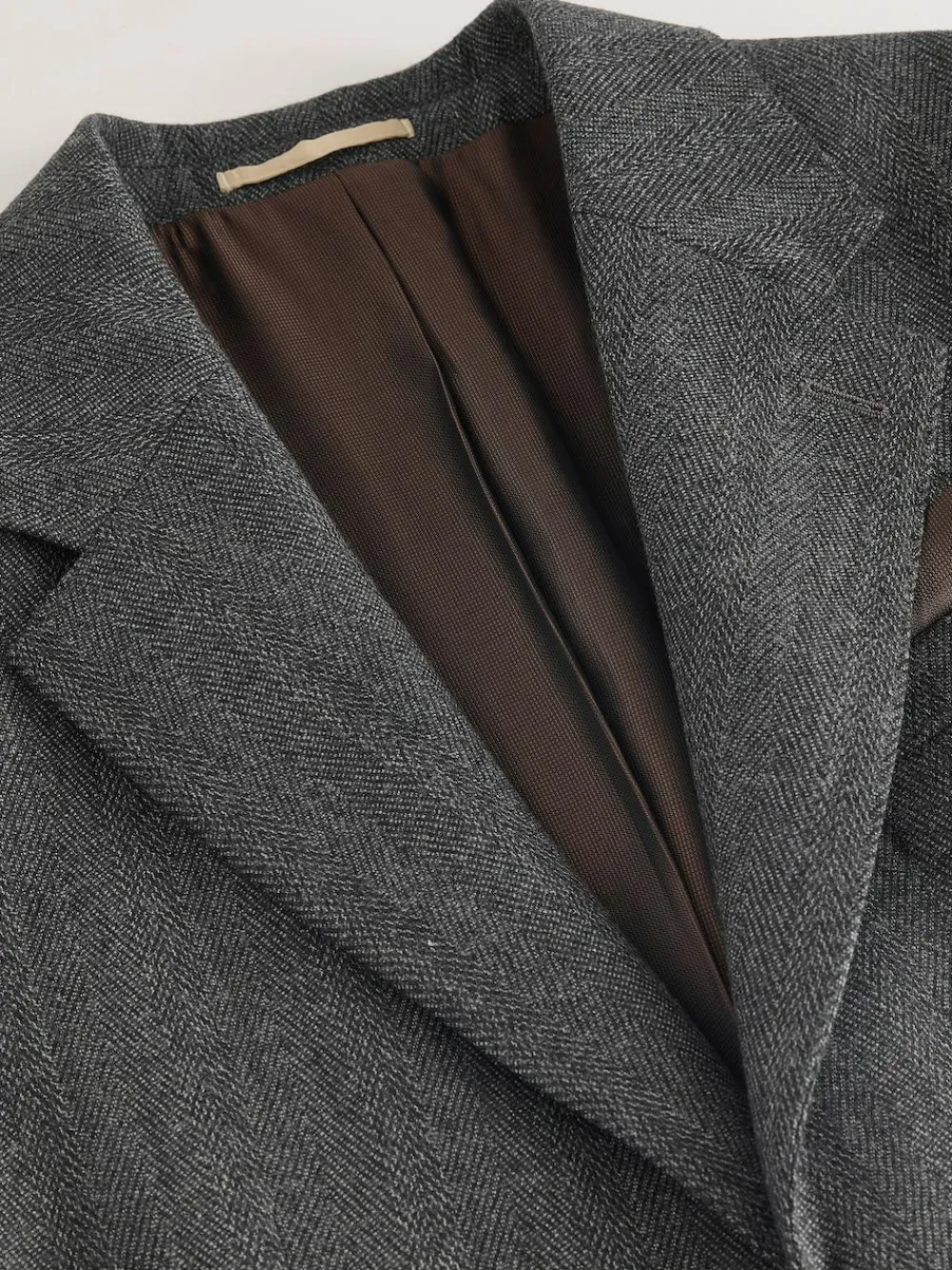 Next Charcoal Grey Regular Fit Signature Marzotto 100% Italian Wool Herringbone Suit Jacket^ Grey Suits