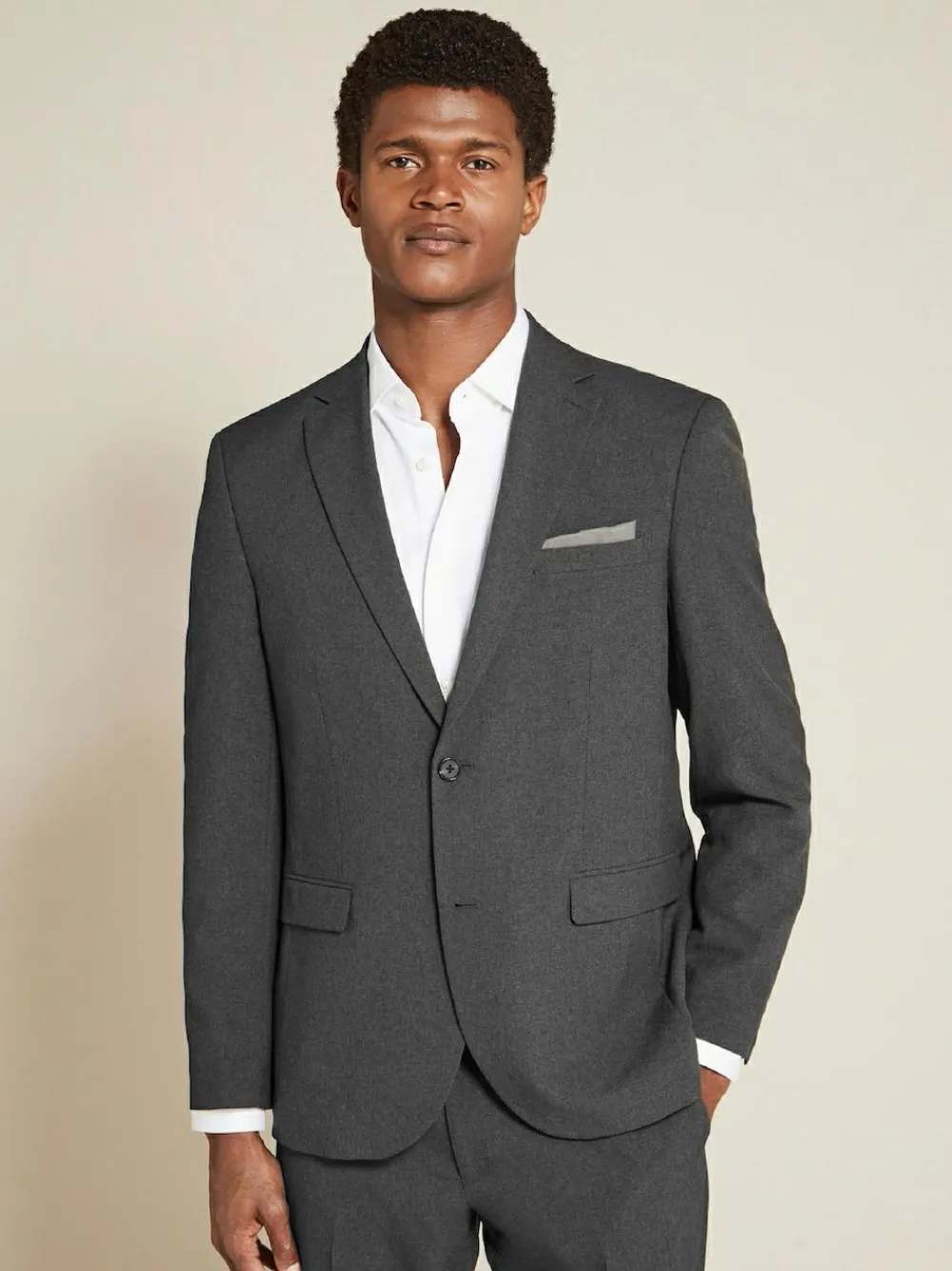 New Next Regular Fit Essential Suit Jacket Charcoal Grey