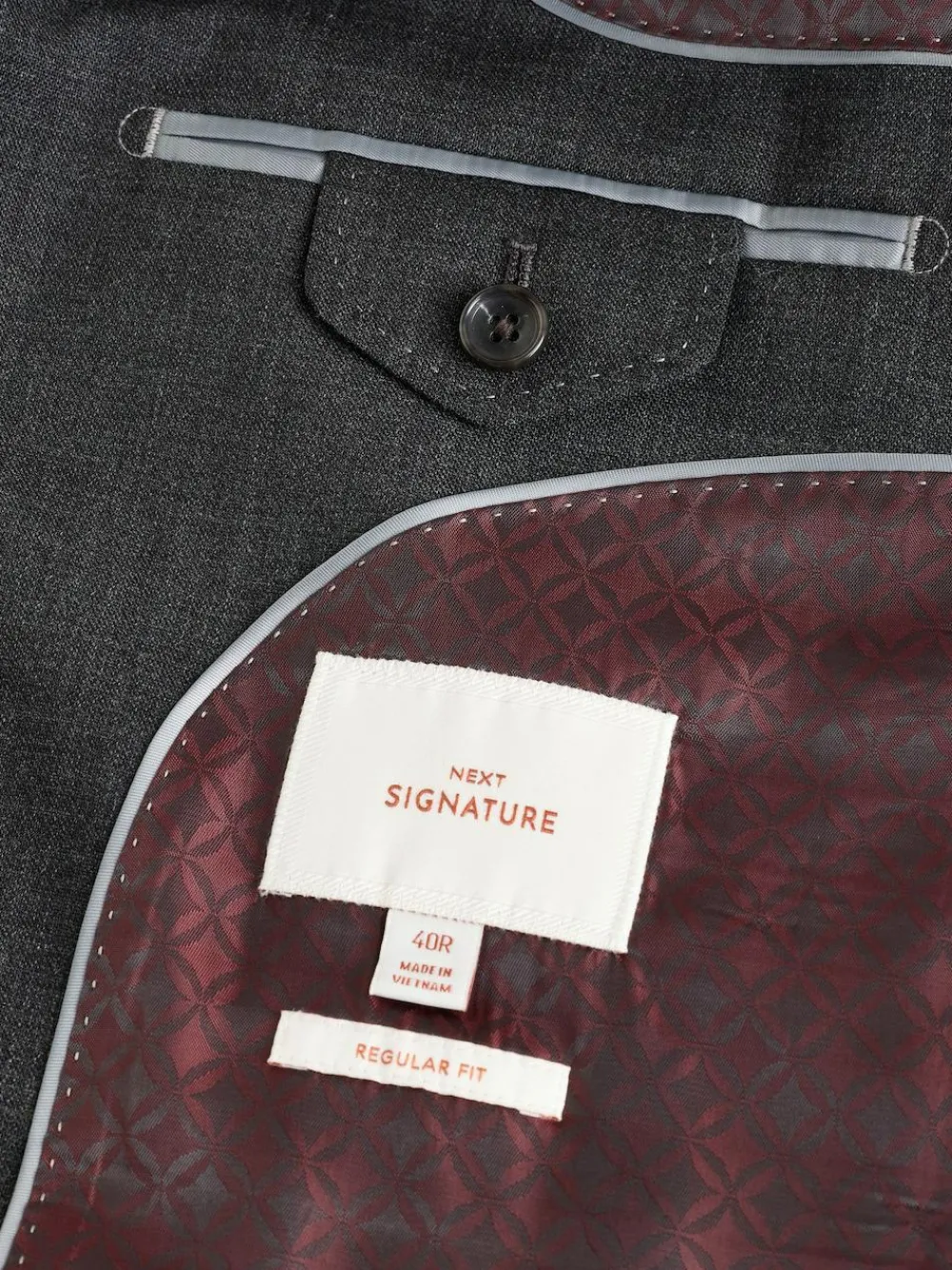 Clearance Next Regular Fit Signature Nova Fides 100% Italian Wool Suit Jacket Charcoal Grey