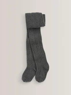 Next Charcoal Grey Regular Length Cotton Rich Cable Tights^ Socks & Tights|Socks & Tights