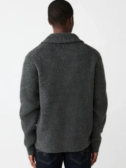 Best Next Charcoal Grey Relaxed Fit Textured Knit Shawl Cardigan with Wool