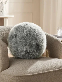 Sale Next Round Loulou Faux Fur Cushion Charcoal Grey