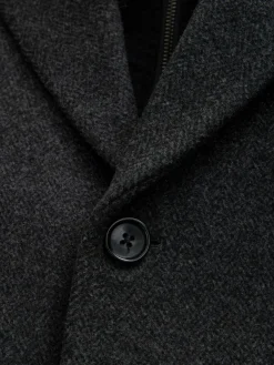 Sale Next Signature Soft Touch Wool Rich Padded Italian Fabric Funnel Neck Coat Charcoal Grey