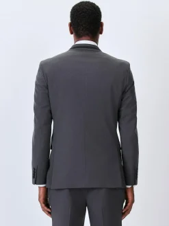Next Charcoal Grey Skinny Fit Inset Lapel Detail Tuxedo Suit Jacket^ Grey Suits