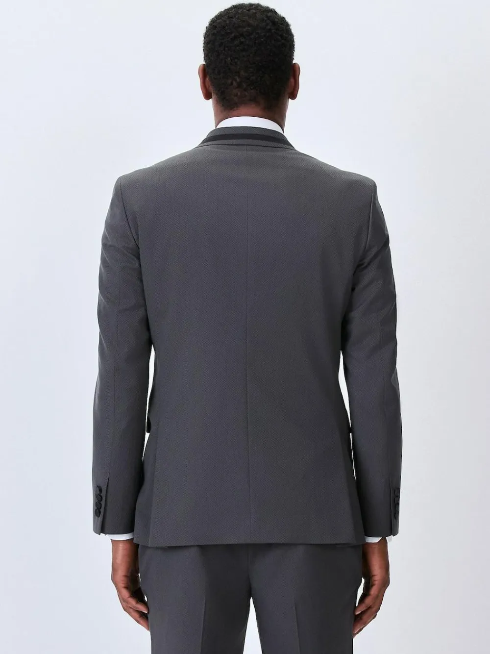 Next Charcoal Grey Skinny Fit Inset Lapel Detail Tuxedo Suit Jacket^ Grey Suits