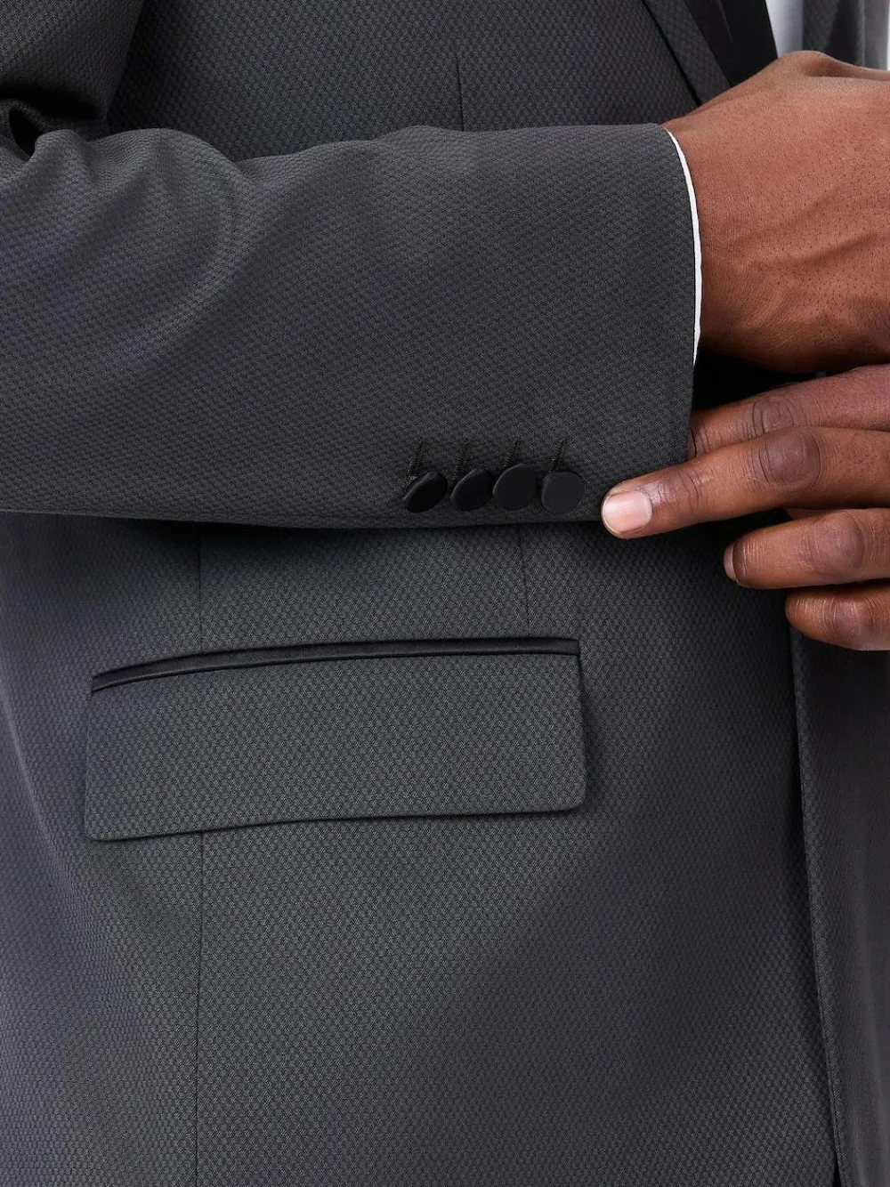 Next Charcoal Grey Skinny Fit Inset Lapel Detail Tuxedo Suit Jacket^ Grey Suits