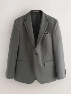 Next Charcoal Grey Skinny Fit Inset Lapel Detail Tuxedo Suit Jacket^ Grey Suits