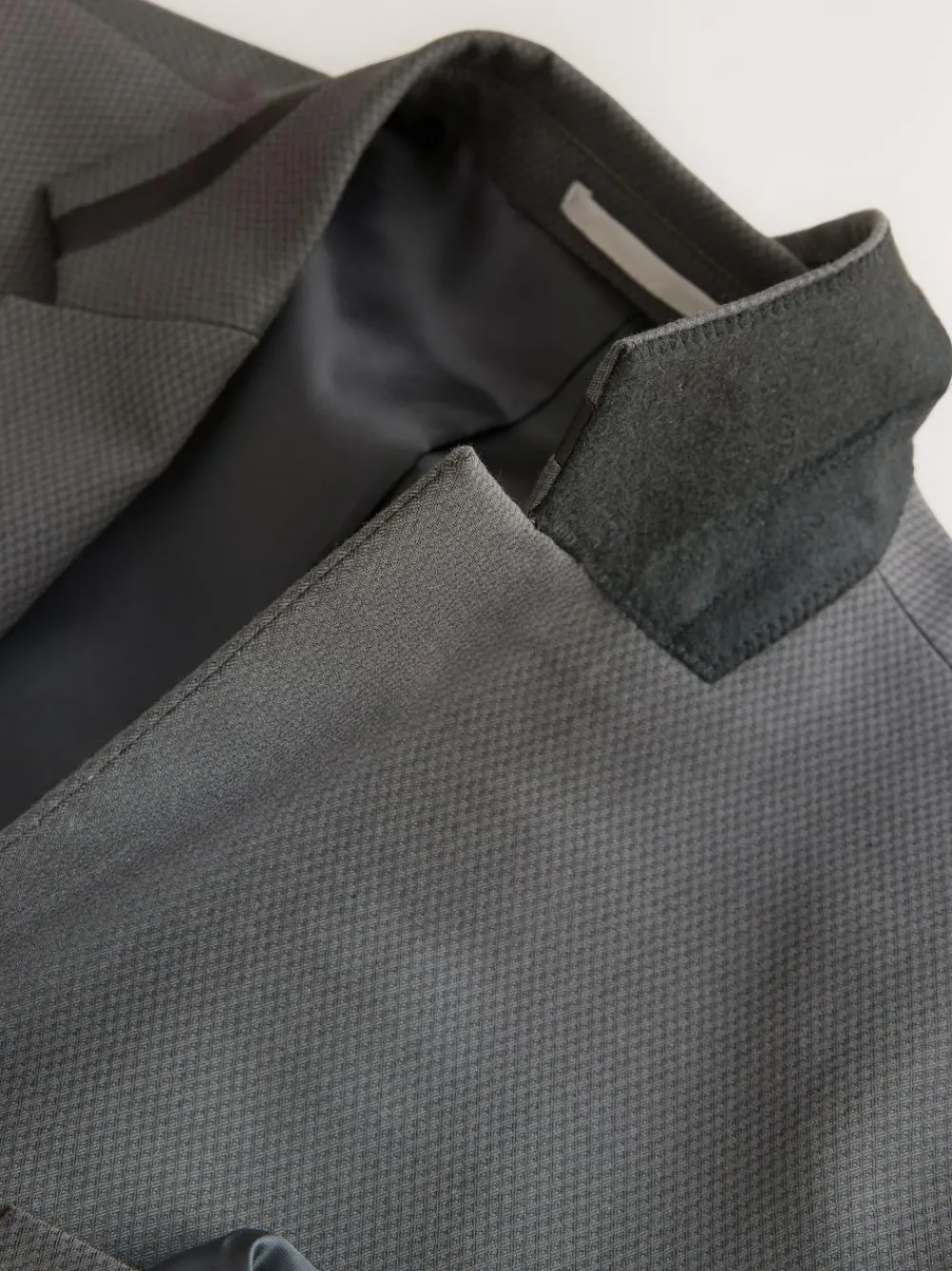 Next Charcoal Grey Skinny Fit Inset Lapel Detail Tuxedo Suit Jacket^ Grey Suits