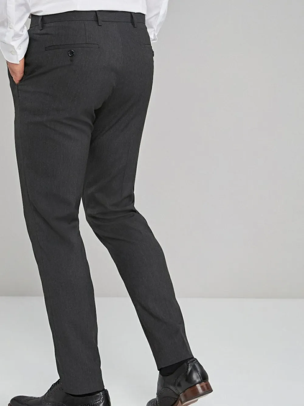 Online Next Skinny Fit Stretch Smart Trousers Charcoal Grey