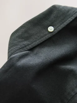 Hot Next Charcoal Grey Slim Fit Long Sleeve Oxford Shirt