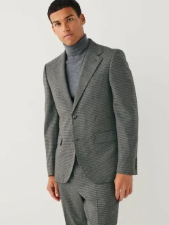 Next Charcoal Grey Slim Fit Puppytooth Wool Blend Suit Jacket^ Grey Suits|Blue Suits