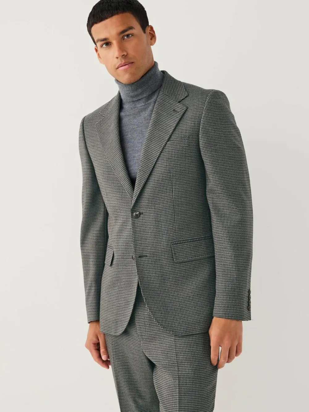 Next Charcoal Grey Slim Fit Puppytooth Wool Blend Suit Jacket^ Grey Suits|Blue Suits