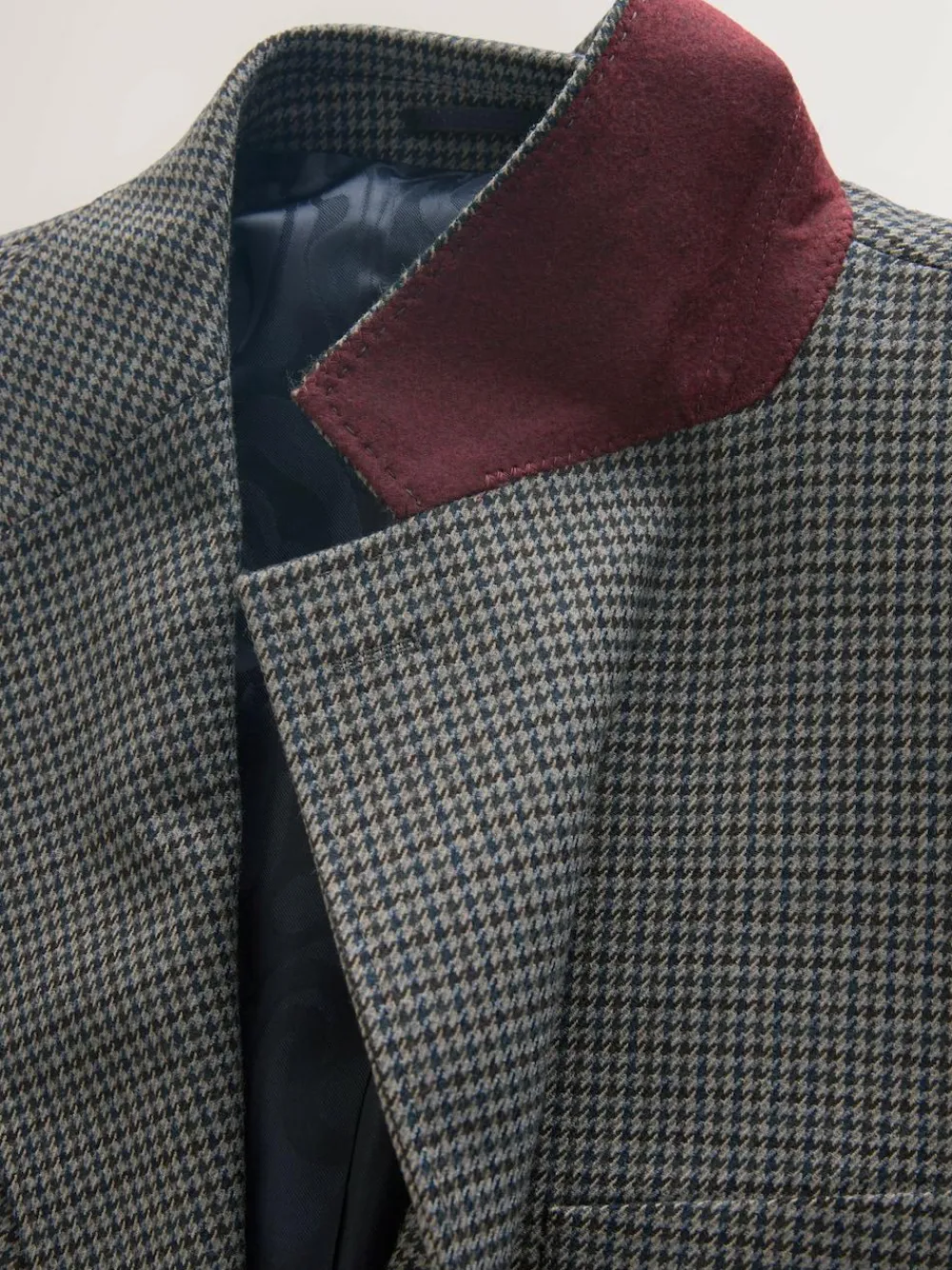 Next Charcoal Grey Slim Fit Puppytooth Wool Blend Suit Jacket^ Grey Suits|Blue Suits