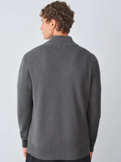 New Next Stag Logo N.Premium Regular Fit 100% Cotton Premium Quarter Zip Jumper Charcoal Grey