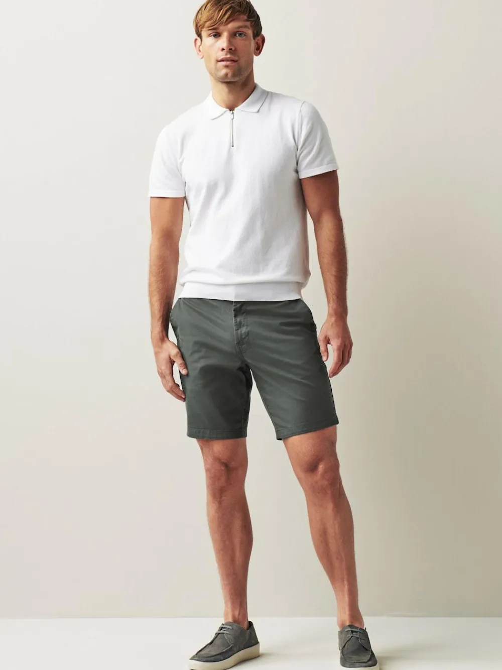 Next Charcoal Grey Straight Fit Stretch Chinos Shorts^ Shorts