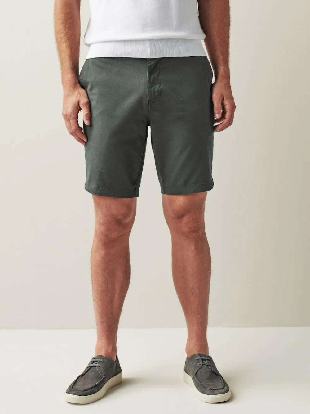 Next Charcoal Grey Straight Fit Stretch Chinos Shorts^ Shorts