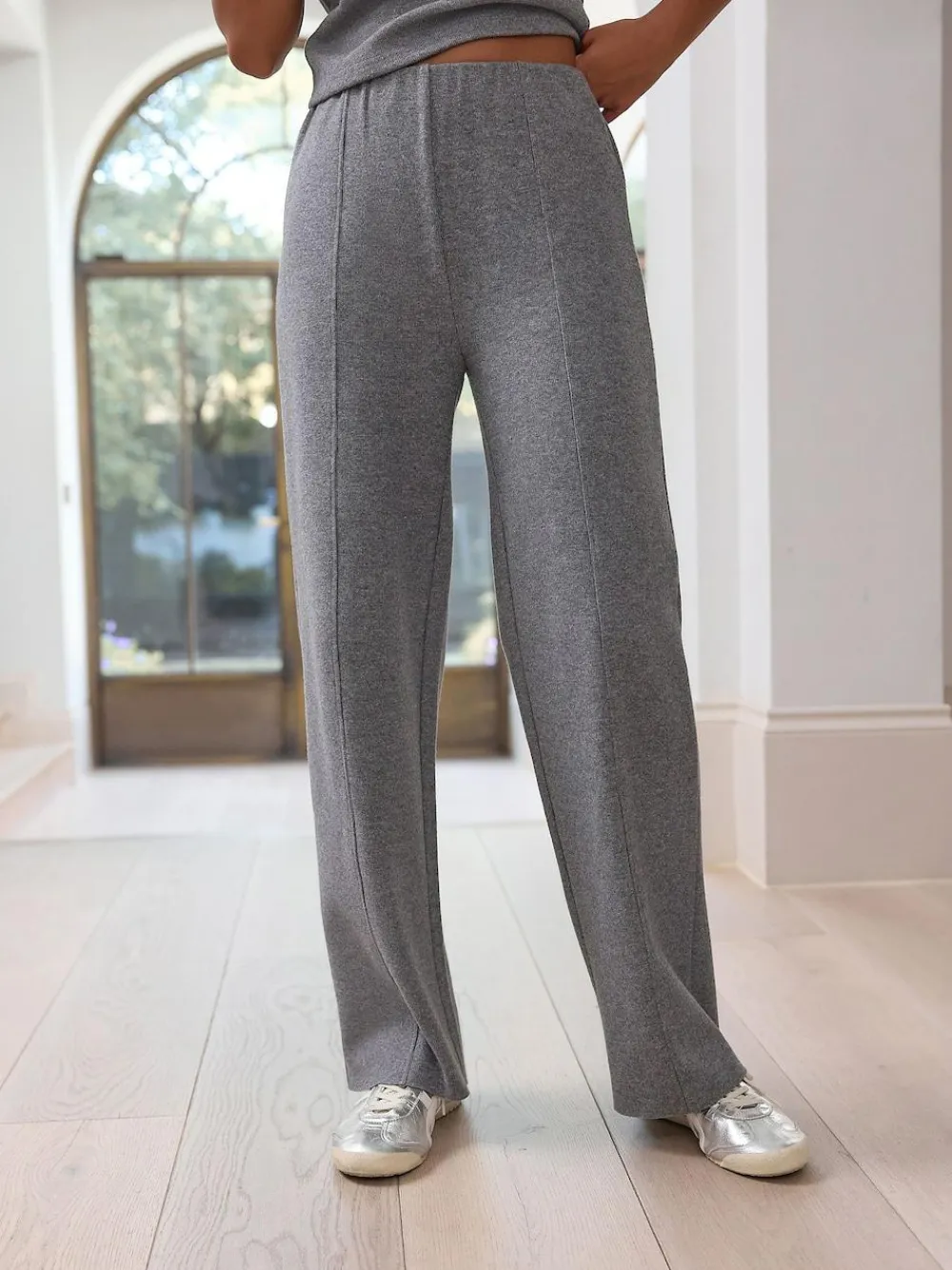 Discount Next Charcoal Grey Supersoft Cosy Rib Wide Leg Knitted Trousers