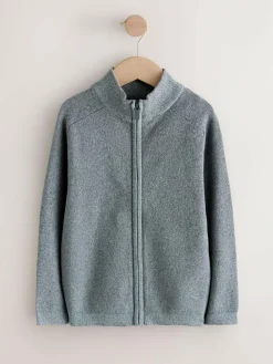 Next Charcoal Grey Twist Zip Through Knitted Cardigan (3-16yrs)^BOY Knitwear & Sweaters|Knitwear