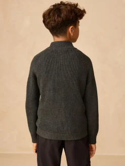 Next Utility Zip Neck Knitted Jumper (3-16yrs)^BOY Knitwear & Sweaters|Knitwear