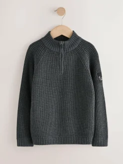 Next Utility Zip Neck Knitted Jumper (3-16yrs)^BOY Knitwear & Sweaters|Knitwear